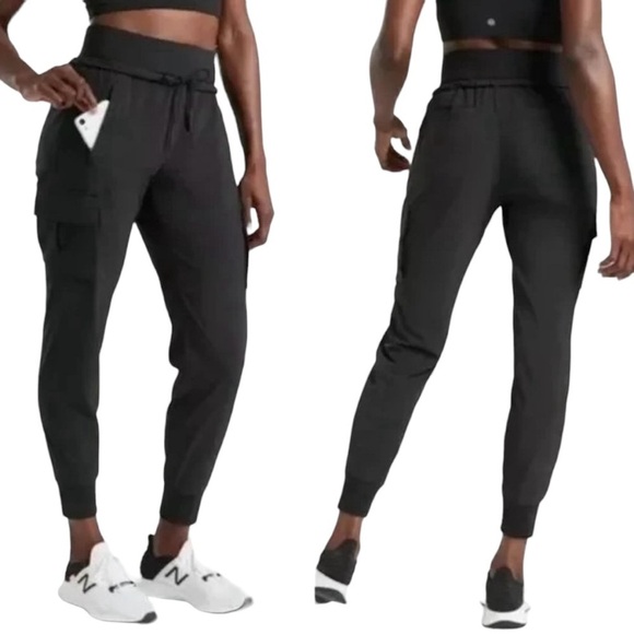 Athleta Sutton Cargo Jogger Black Size 8 Style 405713 Activewear Travel Pants - Picture 1 of 7